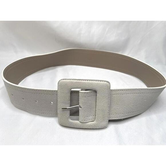 BeltBe Stylish Grayish Beige Suede Chunky Belt Business Casual Summer - Picture 1 of 9